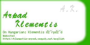 arpad klementis business card